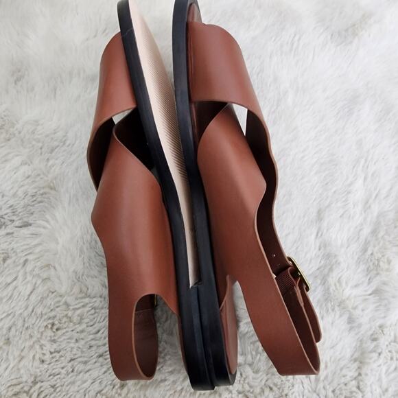 Everlane The City Crossover Sandal Brown Leather Rum Ankle Strap - Women’s 8.5 - Picture 10 of 10